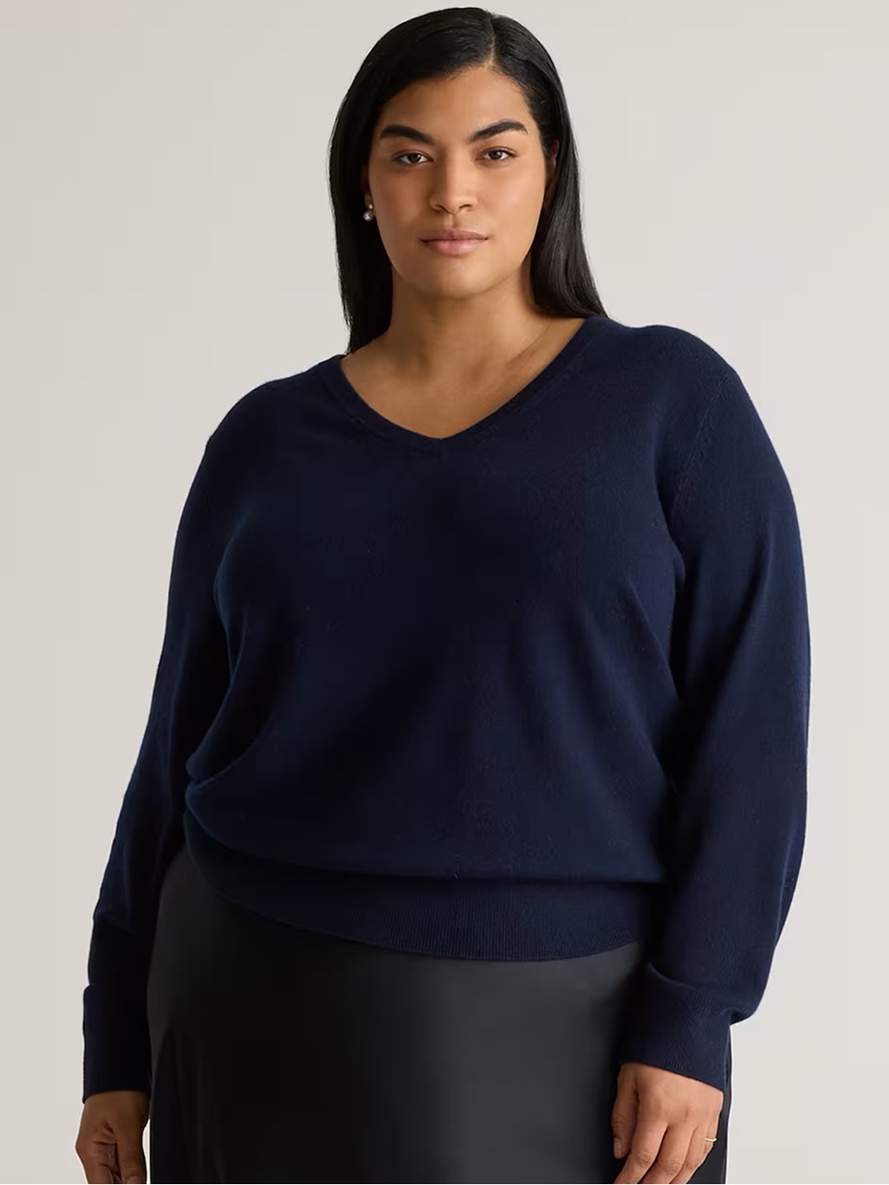 NWT Quince True Navy Mongolian Cashmere V-Neck Sweater Size XXL - Picture 2 of 7